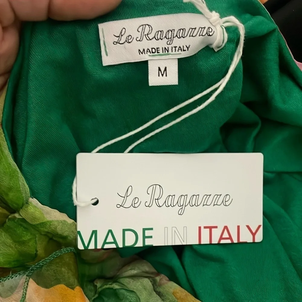 Le Ragazze Green Floral Dress made in Italy
